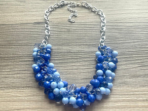 Watercolor Turquoise Cluster Necklace / Game Day or Bridesmaid Jewelry - blue dress