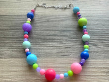 Load image into Gallery viewer, Jewel Tones Beaded Necklace, pink Jewelry, Chunky statement necklace, big beaded necklace, blush single blue green aqua lime green