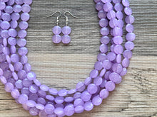 Load image into Gallery viewer, Lavender Beaded Statement Necklace, beaded jewelry, purple jewelry, beaded necklace, light purple earrings necklace, chunky bib 5 strand