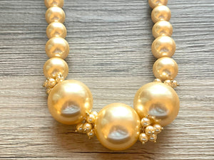 Honey Butter Statement Necklace yellow jewelry, chunky pearl champagne bib chunky necklace, pale yellow bubble necklace