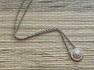 Silver Vintage Rhinestone Chain Choker necklace, stunning elegant silver gray statement bib necklace, layering necklace