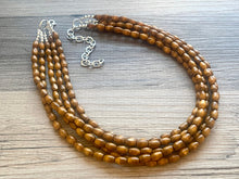 Load image into Gallery viewer, 5 Strand Wood Beaded Necklace, brown Jewelry Chunky statement necklace, big beaded necklace jewelry, natural smooth wood earrings