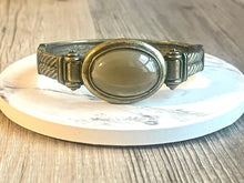 Load image into Gallery viewer, Olive &amp; Gold Braided Statement bracelet, lever gold vintage bracelet, gold bronze beaded jewelry, chunky rhinestone jewelry