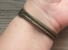 Load image into Gallery viewer, Olive &amp; Gold Braided Statement bracelet, lever gold vintage bracelet, gold bronze beaded jewelry, chunky rhinestone jewelry