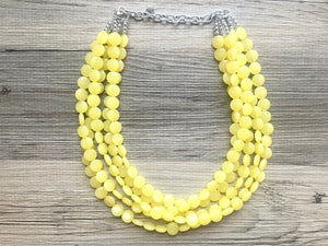 But a Dream Statement Necklace, chunky bib beaded jewelry, yellow color block wedding bridesmaid acrylic bib jewelry yellow 5 strand