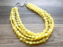 Load image into Gallery viewer, But a Dream Statement Necklace, chunky bib beaded jewelry, yellow color block wedding bridesmaid acrylic bib jewelry yellow 5 strand