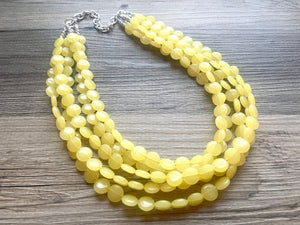 But a Dream Statement Necklace, chunky bib beaded jewelry, yellow color block wedding bridesmaid acrylic bib jewelry yellow 5 strand