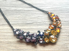 Load image into Gallery viewer, Crystal Statement Necklace, Rhinestone chunky necklace, Flower Pendant Jewelry RAINBOW vintage chunky bridesmaid jewelry Colorful