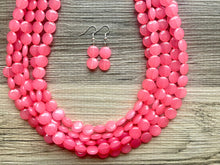 Load image into Gallery viewer, But a Dream Statement Necklace, Bubblegum Pink chunky bib beaded jewelry, color block wedding bridesmaid acrylic bib jewelry 5 strand