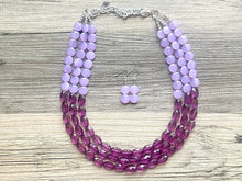 Load image into Gallery viewer, Lavender Haze Beaded Statement Necklace, beaded jewelry, purple jewelry, beaded necklace, light purple earrings eggplant, chunky bib