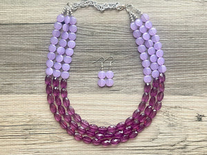 Lavender Haze Beaded Statement Necklace, beaded jewelry, purple jewelry, beaded necklace, light purple earrings eggplant, chunky bib