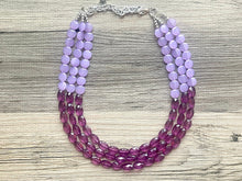 Load image into Gallery viewer, Lavender Haze Beaded Statement Necklace, beaded jewelry, purple jewelry, beaded necklace, light purple earrings eggplant, chunky bib