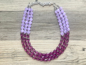 Lavender Haze Beaded Statement Necklace, beaded jewelry, purple jewelry, beaded necklace, light purple earrings eggplant, chunky bib