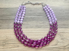 Load image into Gallery viewer, Lavender Haze Beaded Statement Necklace, beaded jewelry, purple jewelry, beaded necklace, light purple earrings eggplant, chunky bib