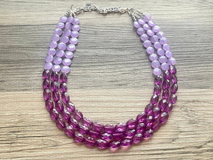 Lavender Haze Beaded Statement Necklace, beaded jewelry, purple jewelry, beaded necklace, light purple earrings eggplant, chunky bib