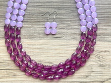 Load image into Gallery viewer, Lavender Haze Beaded Statement Necklace, beaded jewelry, purple jewelry, beaded necklace, light purple earrings eggplant, chunky bib