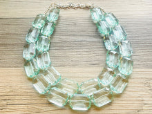 Load image into Gallery viewer, Ice Mint Big Beaded Statement Necklace, beaded jewelry, pink beaded necklace, light green necklace chunky beaded bib earrings