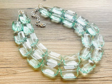 Load image into Gallery viewer, Ice Mint Big Beaded Statement Necklace, beaded jewelry, pink beaded necklace, light green necklace chunky beaded bib earrings