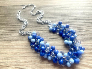 Watercolor Turquoise Cluster Necklace / Game Day or Bridesmaid Jewelry - blue dress