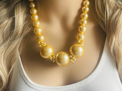 Honey Butter Statement Necklace yellow jewelry, chunky pearl champagne bib chunky necklace, pale yellow bubble necklace