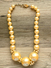 Load image into Gallery viewer, Honey Butter Statement Necklace yellow jewelry, chunky pearl champagne bib chunky necklace, pale yellow bubble necklace