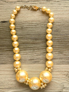 Honey Butter Statement Necklace yellow jewelry, chunky pearl champagne bib chunky necklace, pale yellow bubble necklace