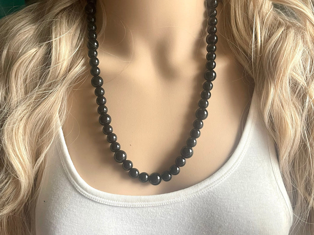 SALE! Simple black statement necklace, black necklace, gold necklace, bib chunky single strand necklace, gold and black jewelry