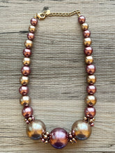 Load image into Gallery viewer, Purple &amp; Champagne Statement Necklace jewelry, chunky pearl champagne bib chunky necklace, pink magenta tan brown  bubble necklace