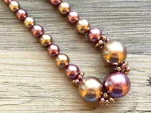 Load image into Gallery viewer, Purple &amp; Champagne Statement Necklace jewelry, chunky pearl champagne bib chunky necklace, pink magenta tan brown  bubble necklace