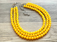 Load image into Gallery viewer, Orange Creamsicle 3 Strand Statement Necklace, Game Day Bridesmaid Jewelry dressy necklace beaded statement bib