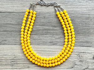 Orange Creamsicle 3 Strand Statement Necklace, Game Day Bridesmaid Jewelry dressy necklace beaded statement bib