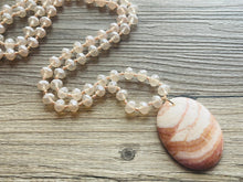 Load image into Gallery viewer, GemStone Chunky Statement Necklace, champagne gemstone necklace, long gem jewelry, beaded necklace, agate jewelry pendant long