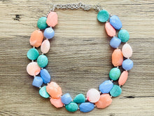 Load image into Gallery viewer, Creamy Popsicle double strand chunky jewelry, beaded blue jewelry, light blue thick necklace, turquoise periwinkle peach blue turquoise bib