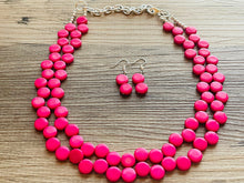 Load image into Gallery viewer, Hot Pink Double Statement Necklace, Chunky Jewelry Big Beaded Necklace, dark pink Necklace, magenta Jewelry bubble