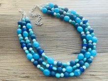 Load image into Gallery viewer, December Morning Beaded Statement jewelry, Blue turquoise Chunky Beaded Necklace Earrings Jewelry, beaded necklace Geometric