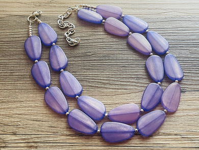 Purple Paradise chunky statement necklace & earrings, lilac big bead jewelry gifts for women, bib jewelry Multi-Strand necklace, beaded