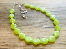 Load image into Gallery viewer, Lime Green Single Statement Necklace, Chunky Jewelry Big Beaded Necklace, sunshine neon green Necklace, earrings Jewelry Geometric set