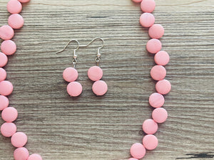 Blush Pink Double Statement Necklace, Chunky Jewelry Big Beaded Necklace, light pink Necklace, baby pink Jewelry bubble Earrings