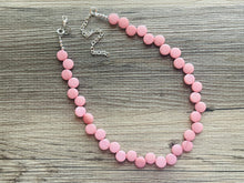 Load image into Gallery viewer, Blush Pink Double Statement Necklace, Chunky Jewelry Big Beaded Necklace, light pink Necklace, baby pink Jewelry bubble Earrings