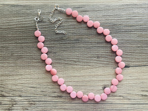 Blush Pink Double Statement Necklace, Chunky Jewelry Big Beaded Necklace, light pink Necklace, baby pink Jewelry bubble Earrings