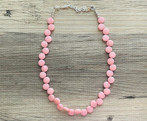 Blush Pink Double Statement Necklace, Chunky Jewelry Big Beaded Necklace, light pink Necklace, baby pink Jewelry bubble Earrings