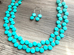 Emerald Green Double Statement Necklace, Chunky Jewelry Big Beaded Necklace, mint green Necklace, green Jewelry bubble earrings