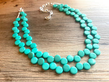 Load image into Gallery viewer, Emerald Green Double Statement Necklace, Chunky Jewelry Big Beaded Necklace, mint green Necklace, green Jewelry bubble earrings