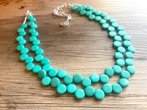 Emerald Green Double Statement Necklace, Chunky Jewelry Big Beaded Necklace, mint green Necklace, green Jewelry bubble earrings