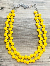 Load image into Gallery viewer, Yellow Double Statement Necklace, Chunky Jewelry Set Big Beaded Necklace, sunshine yellow Necklace, earrings Jewelry bubble