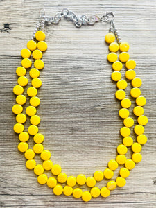 Yellow Double Statement Necklace, Chunky Jewelry Set Big Beaded Necklace, sunshine yellow Necklace, earrings Jewelry bubble