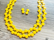 Load image into Gallery viewer, Yellow Double Statement Necklace, Chunky Jewelry Big Beaded Necklace, sunshine yellow Necklace, earrings Jewelry bubble