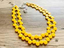 Load image into Gallery viewer, Yellow Double Statement Necklace, Chunky Jewelry Set Big Beaded Necklace, sunshine yellow Necklace, earrings Jewelry bubble