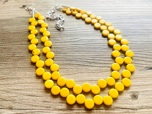 Yellow Double Statement Necklace, Chunky Jewelry Set Big Beaded Necklace, sunshine yellow Necklace, earrings Jewelry bubble