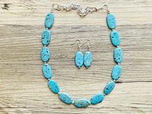 Load image into Gallery viewer, Paint splatter Blue Necklace, 1 Strand Statement Jewelry, aqua teal Chunky bib bridesmaid everyday bubble jewelry earrings